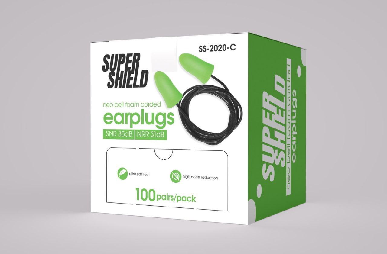 SUPER SHIELD SS-2020-C NEO BELL FOAM CORDED EAR PLUGS 100PR